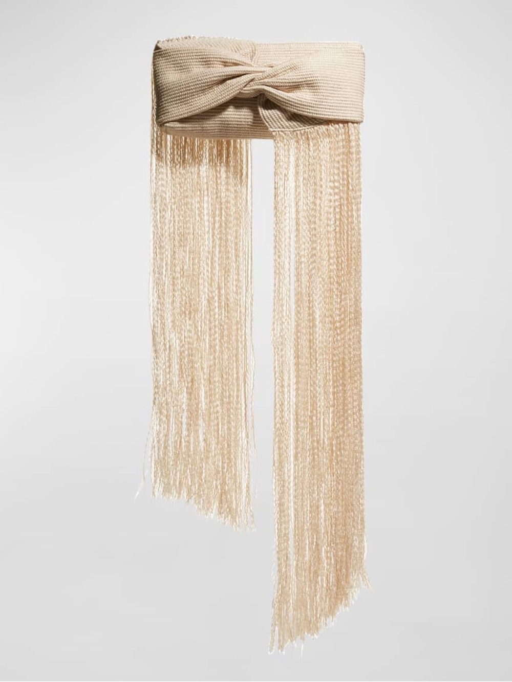 cult gaia Cream Fringe Knit Headband with Long Tassels